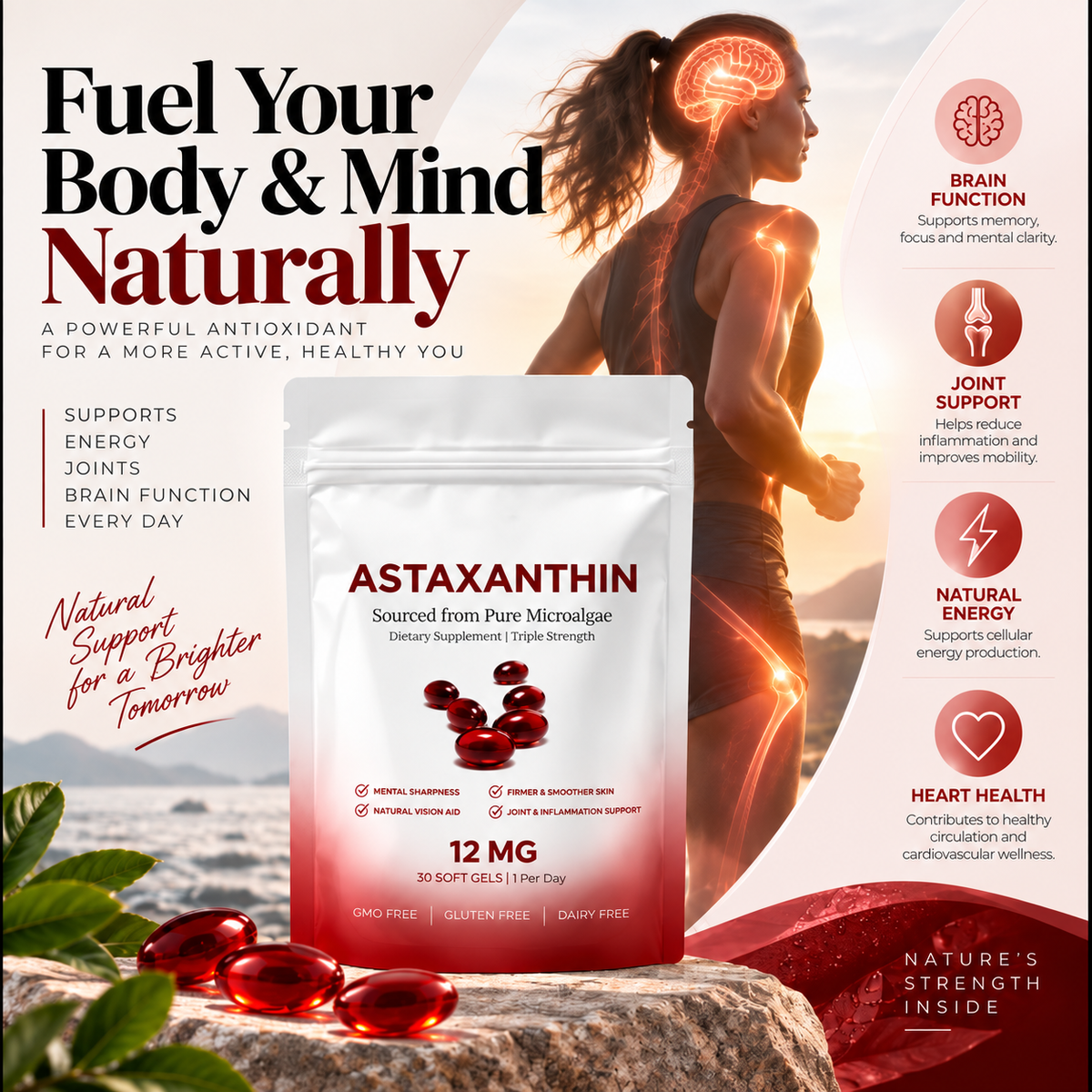 1-5 pcs Astaxanthin 12mg Antioxidant Supplement 30 Softgels Natural Microalgae szglobal