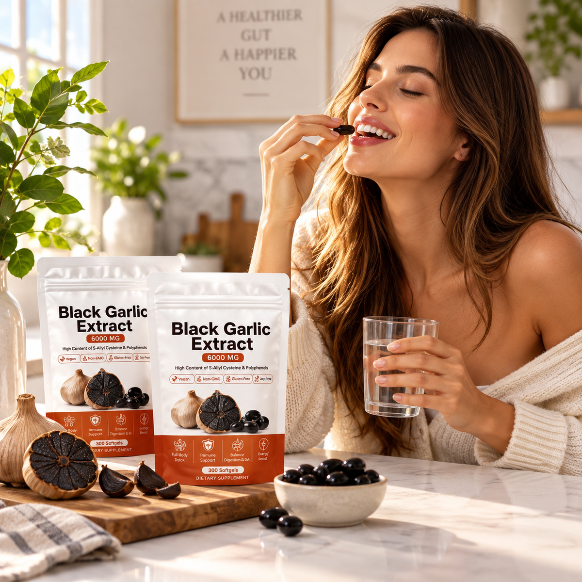 Black Garlic Extract, Natural Odorless Aged Garlic Supplements cocody Serenzza