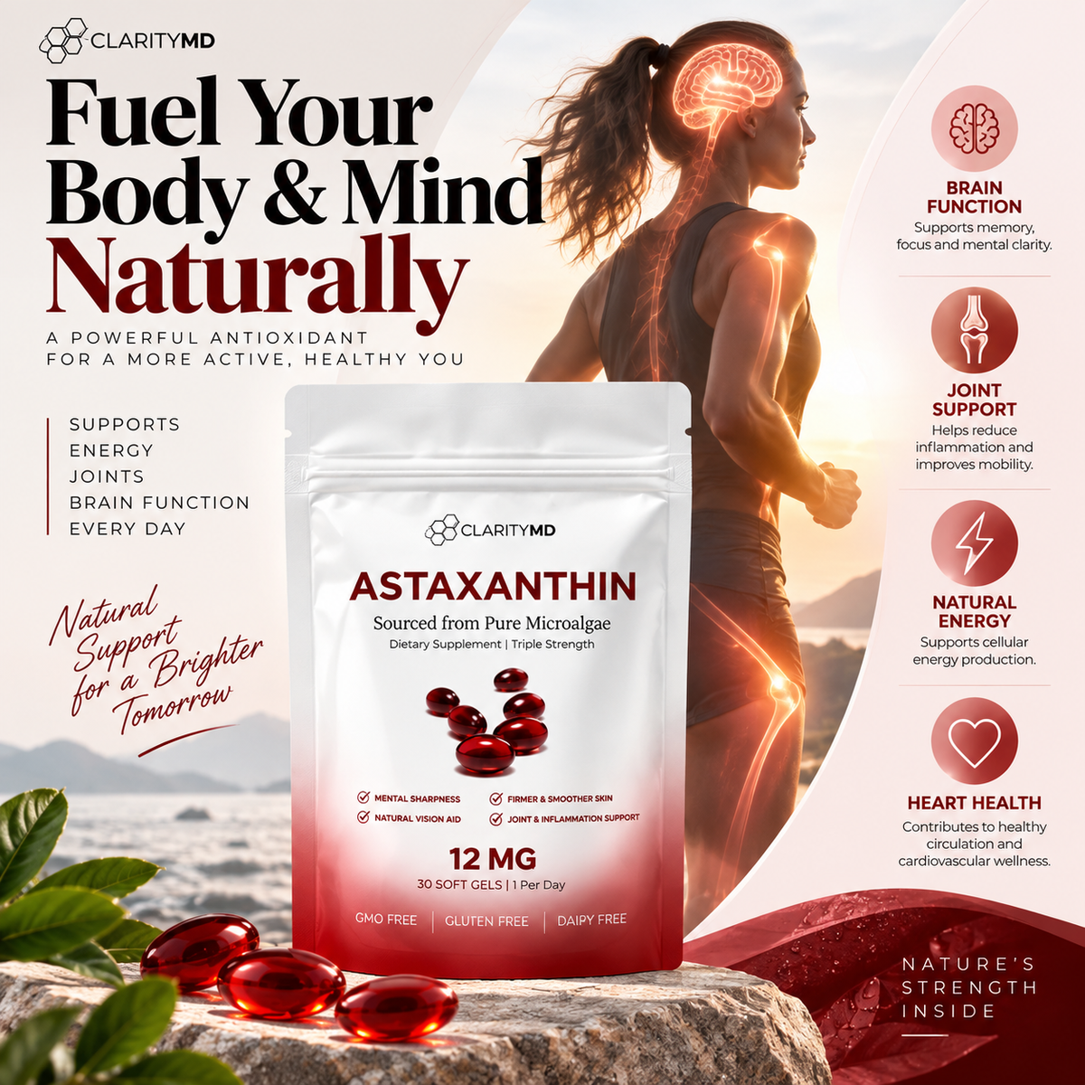 1-5 pcs Astaxanthin 12mg Antioxidant Supplement 30 Softgels Natural Microalgae szglobal
