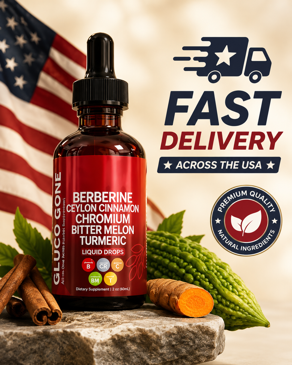 Organic Berberine Cinnamon Ceylon Liquid DropsSupplement with Bitter Melon Serenzza