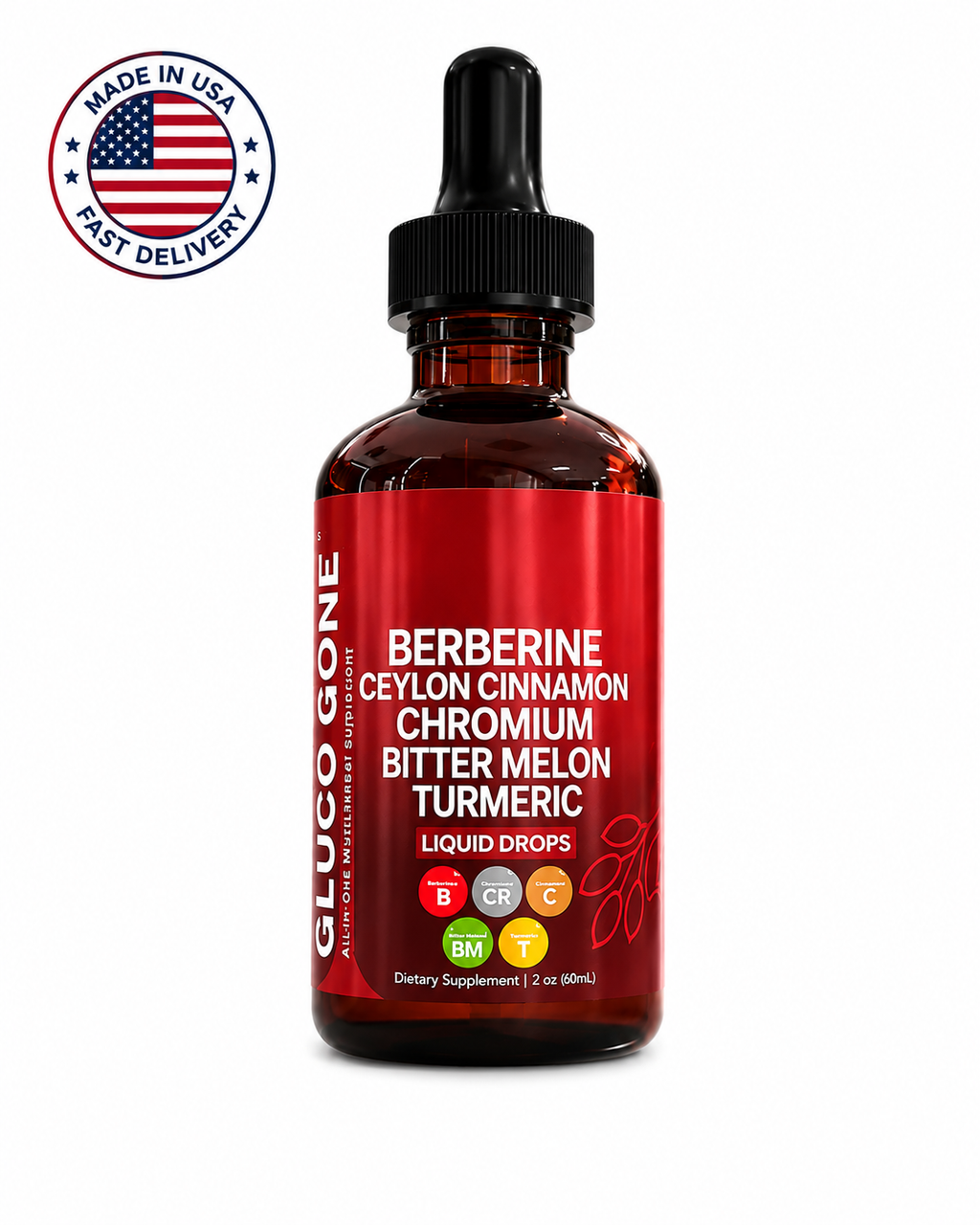 Organic Berberine Cinnamon Ceylon Liquid DropsSupplement with Bitter Melon Serenzza