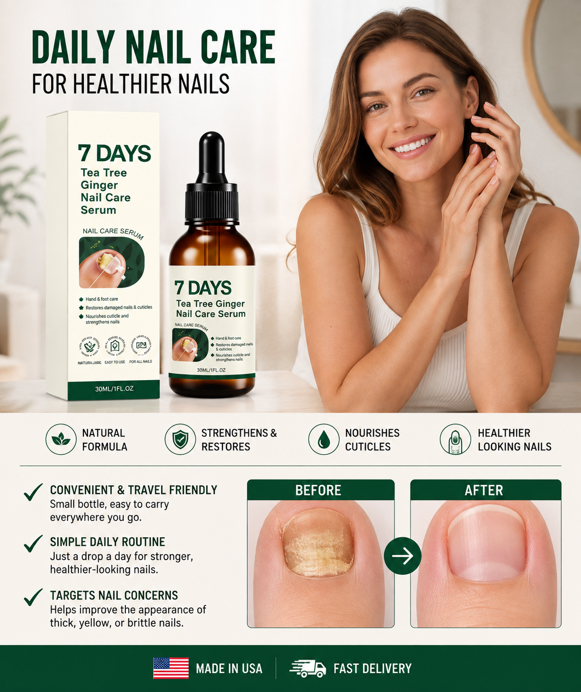 Tea Tree Ginger Nail Treatment Oil Thickened Nails Nail Repair Serum Nail Care Serenzza