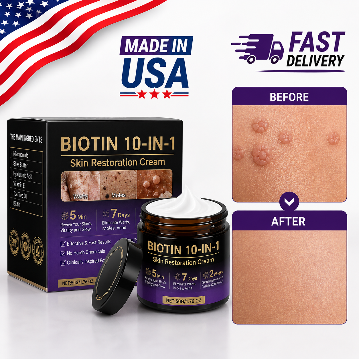 Biotin 10-in-1 Skin Restoration Cream, 2026 Professional Skin Treatment Cream - Serenzza