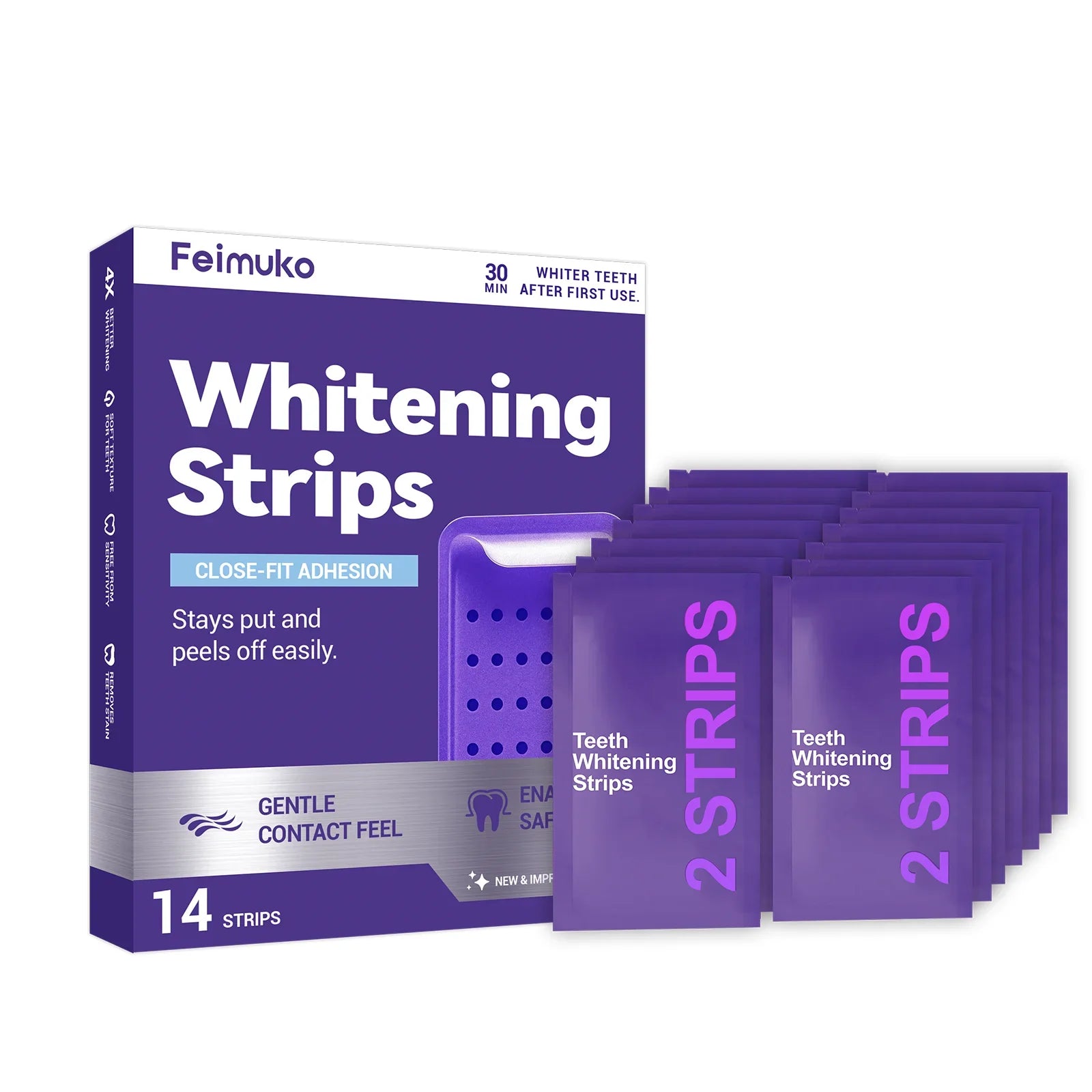 Purple Teeth Whitening Strips Oral Cleaning Removal Gel  Improve Dental Yellowing Oral Care, for Lasting Bright Smile