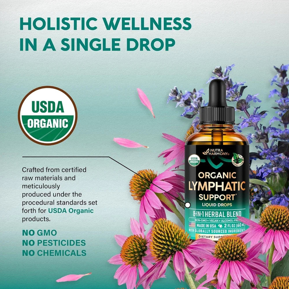 USDA Organic Lymphatic Drainage Supplement - Echinacea | Elderberry | Dandelion