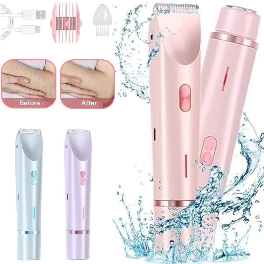 2 in 1 Dual Head Electric Lady Waterproof Shaver Razor For Women Private Area