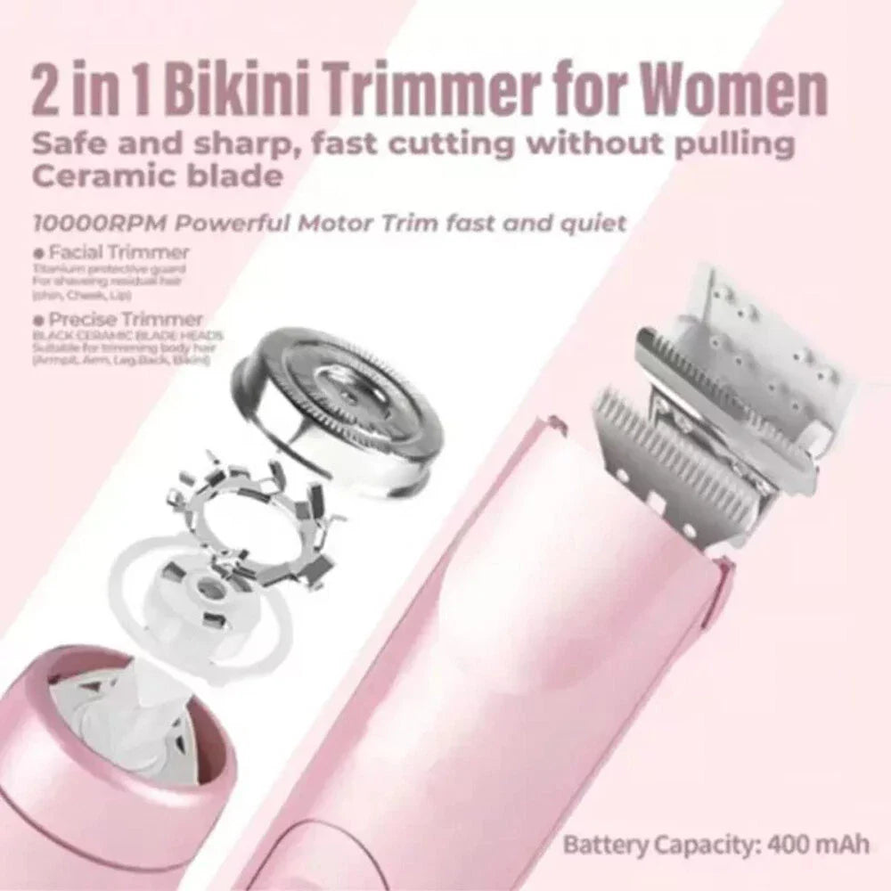 2 in 1 Dual Head Electric Lady Waterproof Shaver Razor For Women Private Area