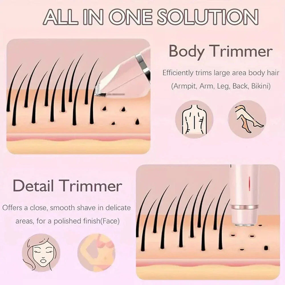 2 in 1 Dual Head Electric Lady Waterproof Shaver Razor For Women Private Area