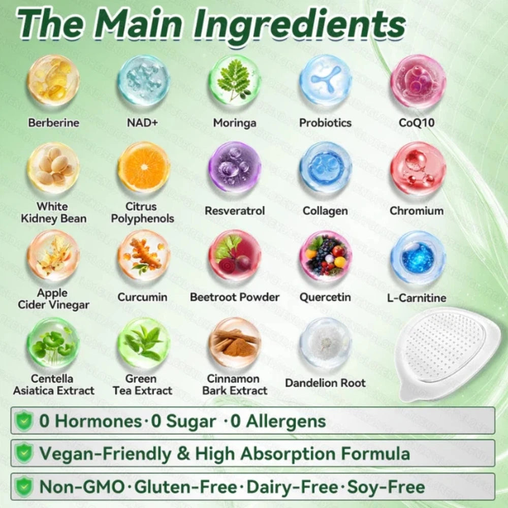 1-5Boxes Moringa Berberine NAD+ Weight Loss Patches Advanced Nano Microneedle Serenzza